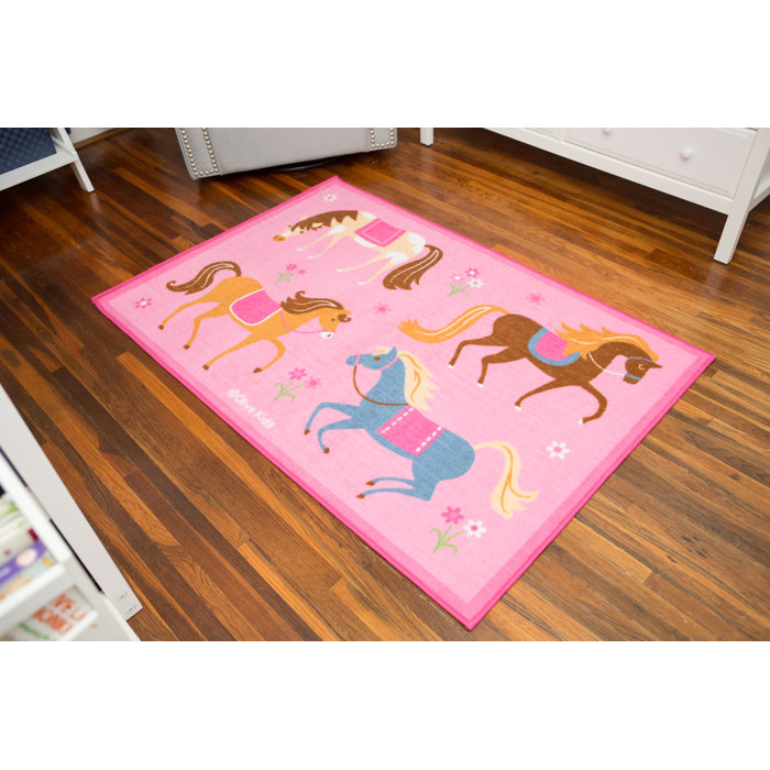 Wildkin Horses Pink Area Rug Wayfair.ca
